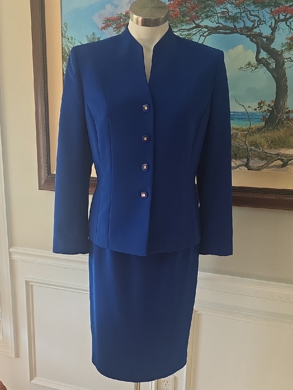 Classic Royal Blue Women's Skirt Suit - 2-Piece